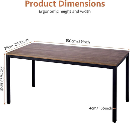 60 Inch Walnut Writing Computer Desk For Home Office