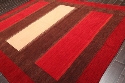 9'3" x 11'10" Hand Knotted 100% Wool Designer Oriental Area Rug Contemporary Red