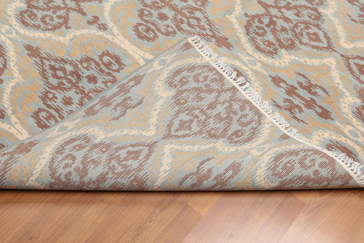 6' x 9' Hand Knotted IKAT Design 100% Wool Area rug Aqua