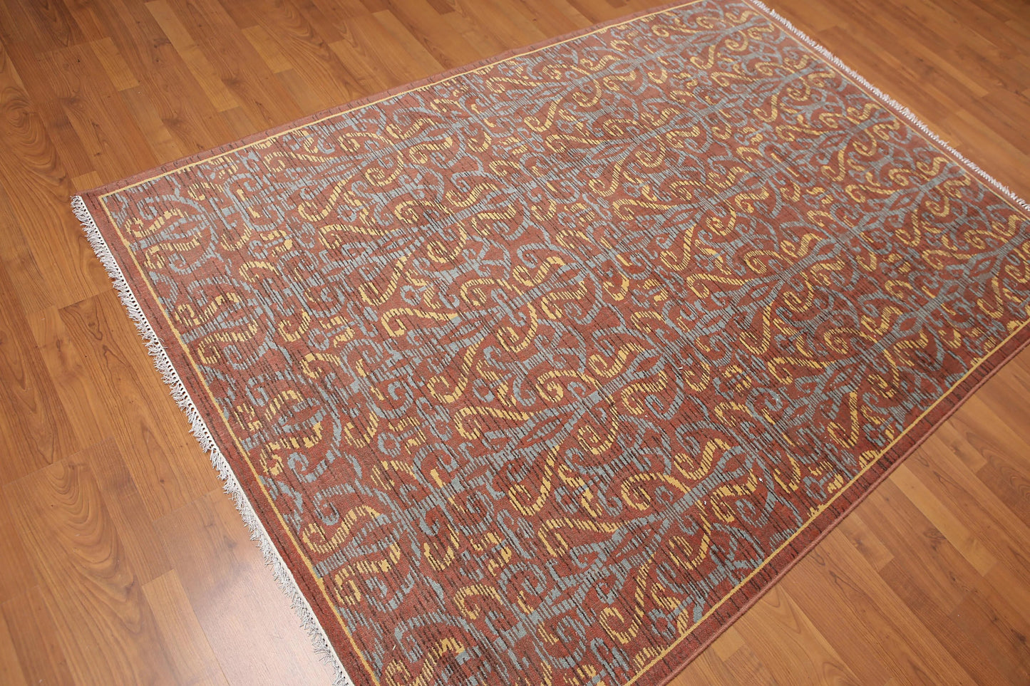 5' x 8' Hand Knotted 100% Wool Transitional Oriental Area rug Rust