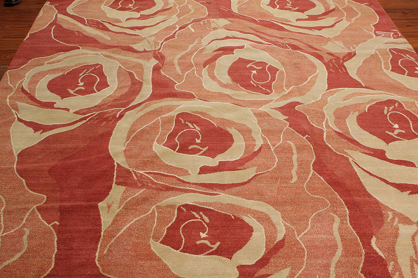 Tibetan Hand Knotted Area Rug Carpet Modern Wool & Silk Red New Red 7'10" x 9'10"