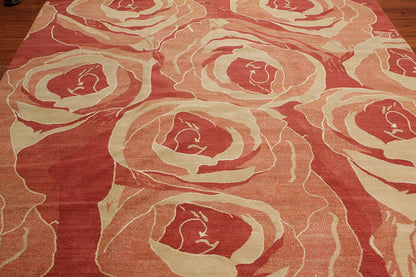 Tibetan Hand Knotted Area Rug Carpet Modern Wool & Silk Red New Red 7'10" x 9'10"