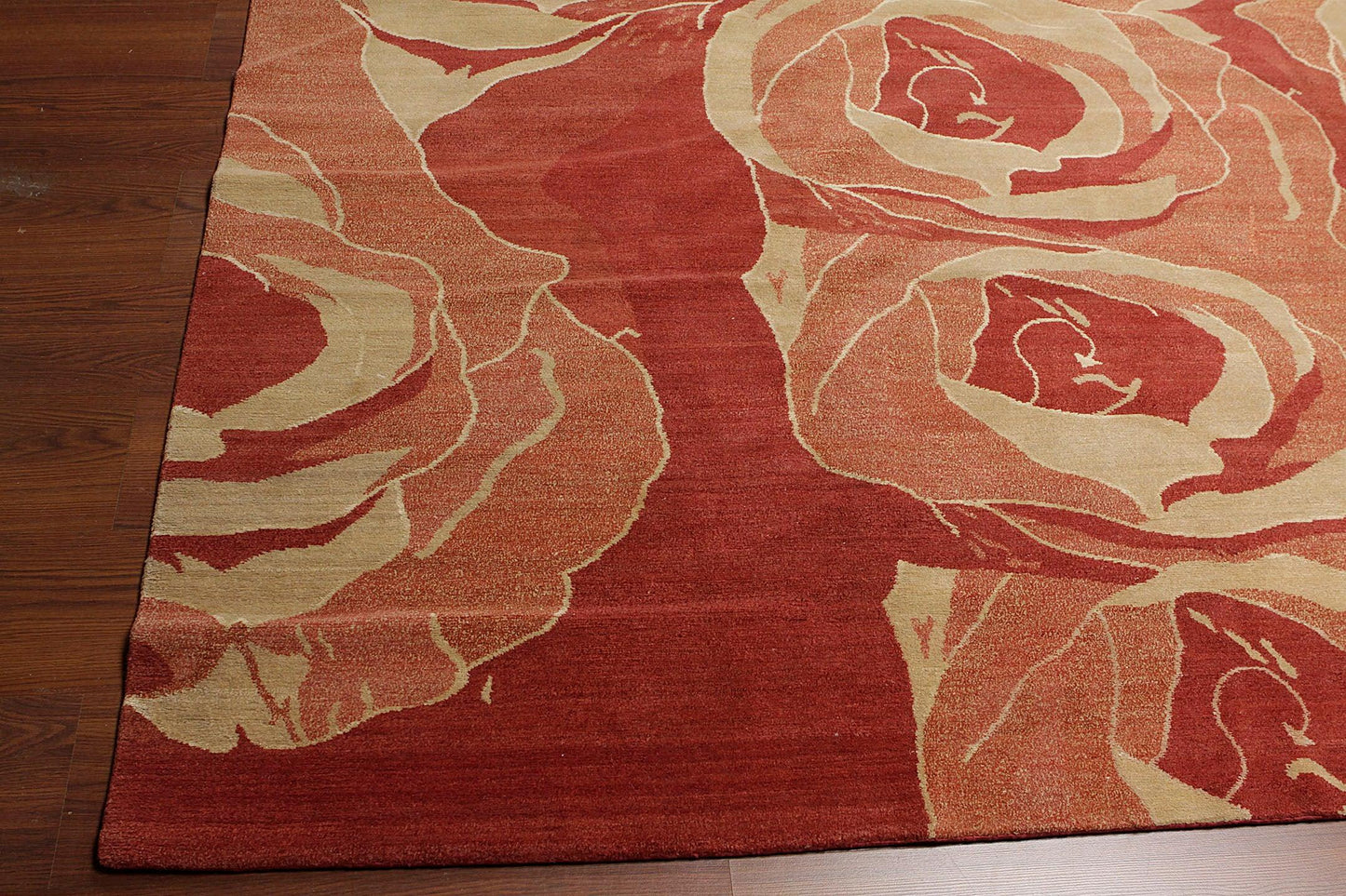 Tibetan Hand Knotted Area Rug Carpet Modern Wool & Silk Red New Red 7'10" x 9'10"