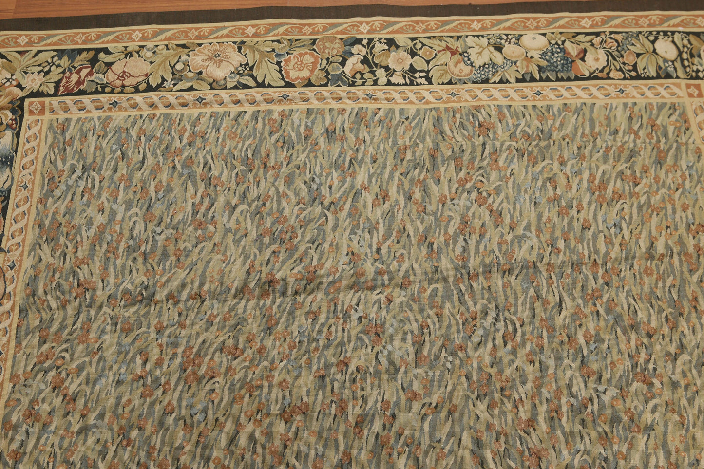 5'7" x 8' Hand woven Wool 300KPSI S. Fine French Needlepoint Tapestry Rug Green