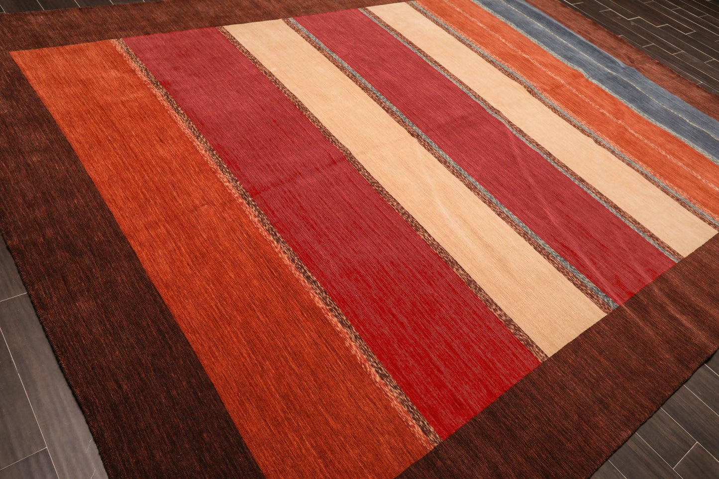 8'11" x 12' Hand Knotted Wool Oriental Area Rug Contemporary Brown