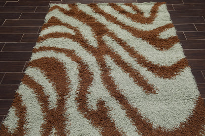 5' x 8' Modern 100% Nylon Shag Area Rug Brown