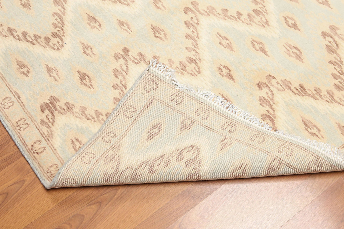 6' x 9' Hand Knotted IKAT Design 100% Area rug Aqua