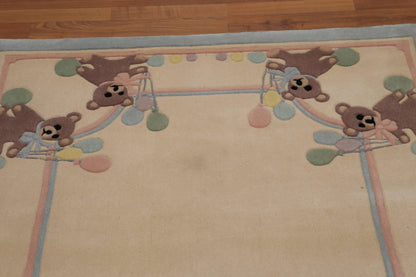 4' x 6' Handmade 100% Wool Plus pile Area rug Beige 4' x 6'