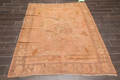 5' x 6'6" Antique Turksih Hand Knotted Wool Oriental Area Rug Traditional Rust